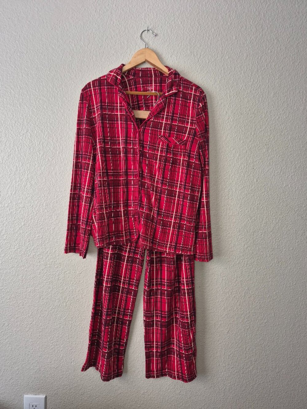 Cabernet Sleep Sense Pajama Set Womens Medium Red Plaid Cotton Modal Loungewear